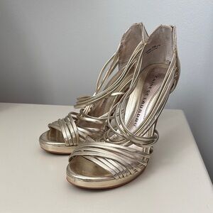 Chinese Laundry Metallic Gold Strappy Heels